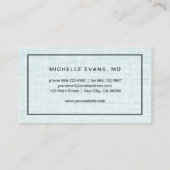 Elegant Blue Linen Ophthalmologist Professional Visitekaartje (Achterkant)
