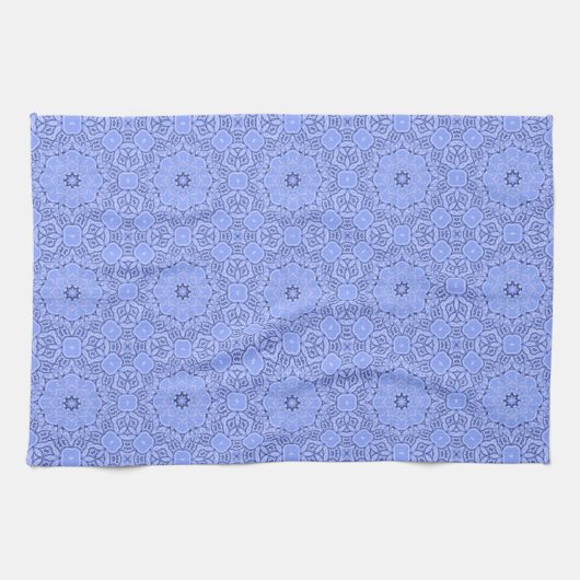 Elegant Blue Liquid Mandala Art Pattern Theedoek (Horizontaal)