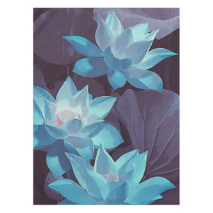 Elegant Blue Lotus Acryllic Artwork Tafelkleed
