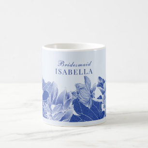 Elegant Blue Lotus Floral Wedding Gift Bridesmaid Koffiemok