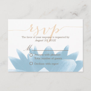Elegant Blue Lotus Floral Wedding RSVP Rsponsse