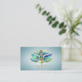 Elegant Blue Lotus Flower Glitter Yoga Girl Visitekaartje (Staand voorkant)
