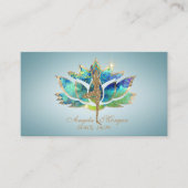 Elegant Blue Lotus Flower Glitter Yoga Girl Visitekaartje (Voorkant)
