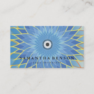 Elegant Blue Lotus Flower Logo Yoga Visitekaartje