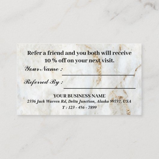 Elegant Blue Lotus Marble Aanbevelingskaartje (Achterkant)