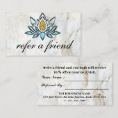 Elegant Blue Lotus Marble Aanbevelingskaartje (Voorkant / Achterkant)