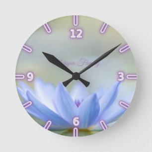 Elegant Blue Lotus  Ronde Klok