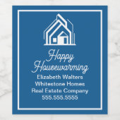 Elegant Blue Makelaarbedrijf Aangepaste Makelaar Wijn Etiket (Enkel label)