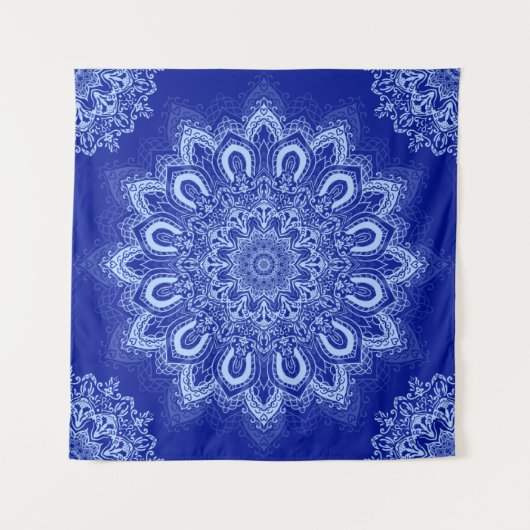 Elegant Blue Mandala Wandkleed (Voorkant (horizontaal))