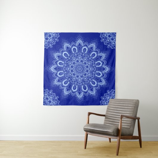 Elegant Blue Mandala Wandkleed (In Situ (horizontaal))