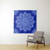Elegant Blue Mandala Wandkleed (In situ)