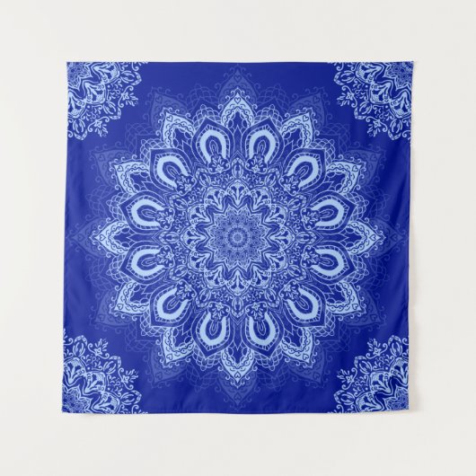 Elegant Blue Mandala Wandkleed (Voorkant)