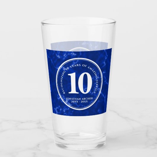 Elegant Blue Marble 10 jaar Jubileum Glas (Voorkant)