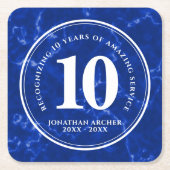 Elegant Blue Marble 10 jaar Jubileum Kartonnen Onderzetters (Voorkant)