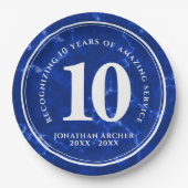 Elegant Blue Marble 10 jaar Jubileum Papieren Bordje (Voorkant)