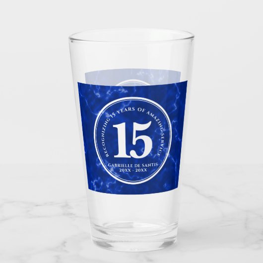 Elegant Blue Marble 15 jaar Jubileum Glas (Achterkant)