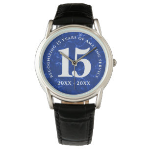 Elegant Blue Marble 15 jaar Jubileum Horloge