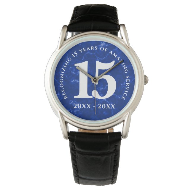 Elegant Blue Marble 15 jaar Jubileum Horloge (Voorkant)