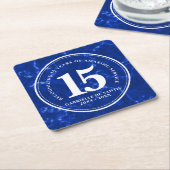 Elegant Blue Marble 15 jaar Jubileum Kartonnen Onderzetters (Schuin)