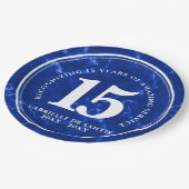 Elegant Blue Marble 15 jaar Jubileum Papieren Bordje (Gekanteld)