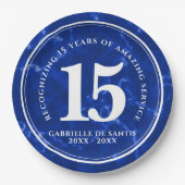 Elegant Blue Marble 15 jaar Jubileum Papieren Bordje (Voorkant)
