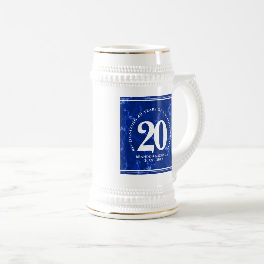 Elegant Blue Marble 20 jaar Jubileum Bierpul (Voorkant rechts)