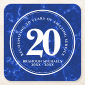 Elegant Blue Marble 20 jaar Jubileum Kartonnen Onderzetters (Voorkant)