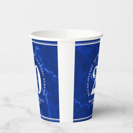 Elegant Blue Marble 20 jaar Jubileum Papieren Bekers (Links)