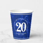 Elegant Blue Marble 20 jaar Jubileum Papieren Bekers (Voorkant)