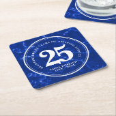 Elegant Blue Marble 25 jaar Jubileum Kartonnen Onderzetters (Schuin)