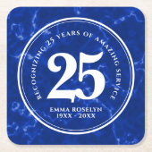 Elegant Blue Marble 25 jaar Jubileum Kartonnen Onderzetters (Voorkant)