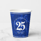 Elegant Blue Marble 25 jaar Jubileum Papieren Bekers (Achterkant)