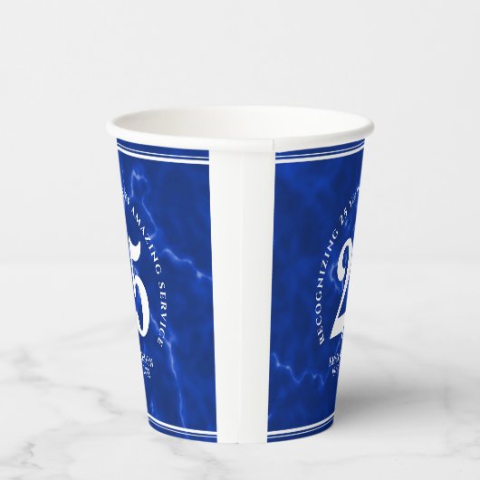 Elegant Blue Marble 25 jaar Jubileum Papieren Bekers (Rechts)