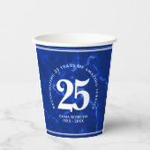 Elegant Blue Marble 25 jaar Jubileum Papieren Bekers (Voorkant)