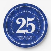 Elegant Blue Marble 25 jaar Jubileum Papieren Bordje (Voorkant)