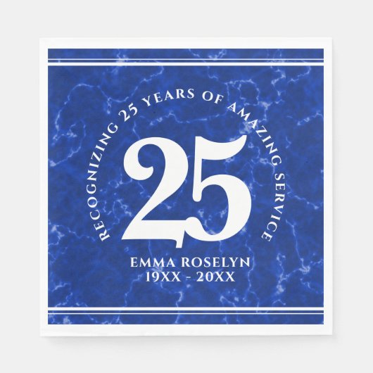 Elegant Blue Marble 25 jaar Jubileum Servet (Voorkant)