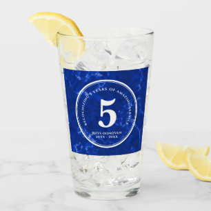 Elegant Blue Marble 5 jaar Jubileum Glas