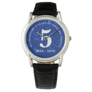 Elegant Blue Marble 5 jaar Jubileum Horloge