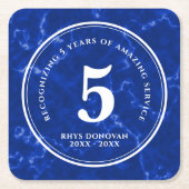 Elegant Blue Marble 5 jaar Jubileum Kartonnen Onderzetters (Voorkant)