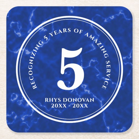 Elegant Blue Marble 5 jaar Jubileum Kartonnen Onderzetters (Voorkant)