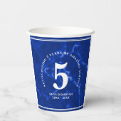 Elegant Blue Marble 5 jaar Jubileum Papieren Bekers (Achterkant)
