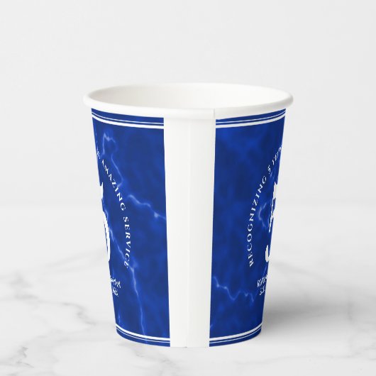 Elegant Blue Marble 5 jaar Jubileum Papieren Bekers (Rechts)