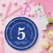 Elegant Blue Marble 5 jaar Jubileum Papieren Bordje (Feest)