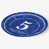 Elegant Blue Marble 5 jaar Jubileum Papieren Bordje (Gekanteld)
