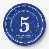 Elegant Blue Marble 5 jaar Jubileum Papieren Bordje (Voorkant)