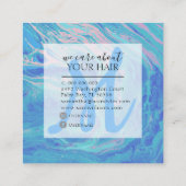 Elegant Blue Marble Agate Monogram Hair Stylist Vierkante Visitekaartje (Achterkant)