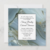 Elegant Blue Marble Agate Wedding Invitation Kaart (Voorkant)