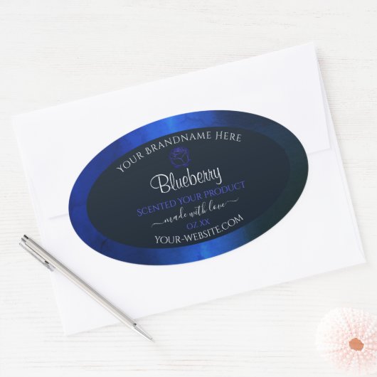Elegant Blue Marble Pattern Floral Product Label (Envelop)