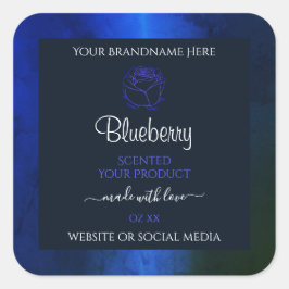Elegant Blue Marble Pattern Floral Product Label