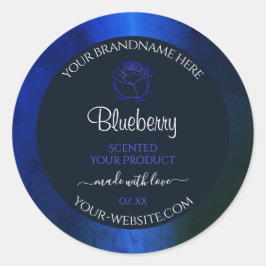 Elegant Blue Marble Pattern Floral Product Label